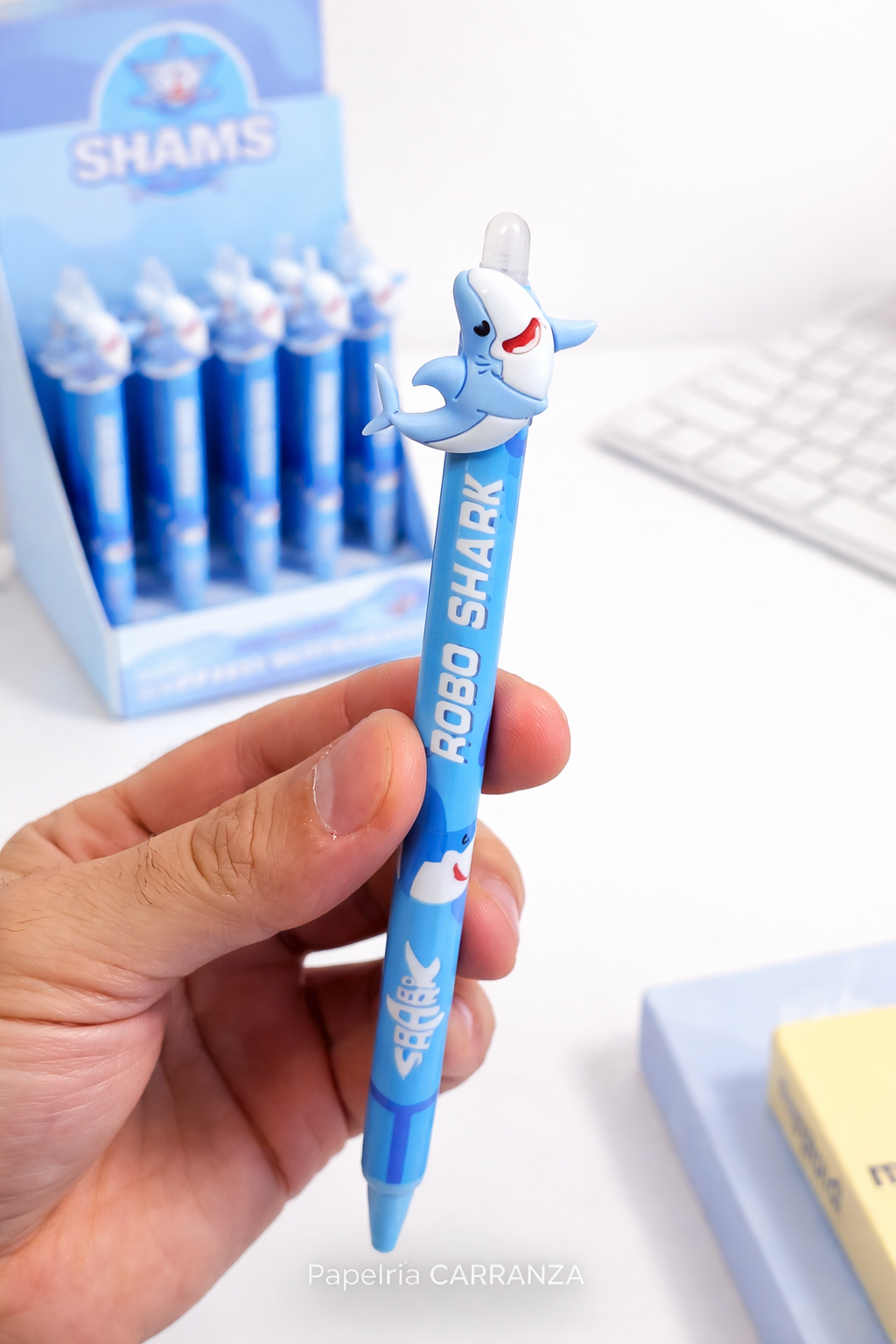 Lapicera BORRABLE Retráctil " Tiburones " (Tinta Azul) Shark