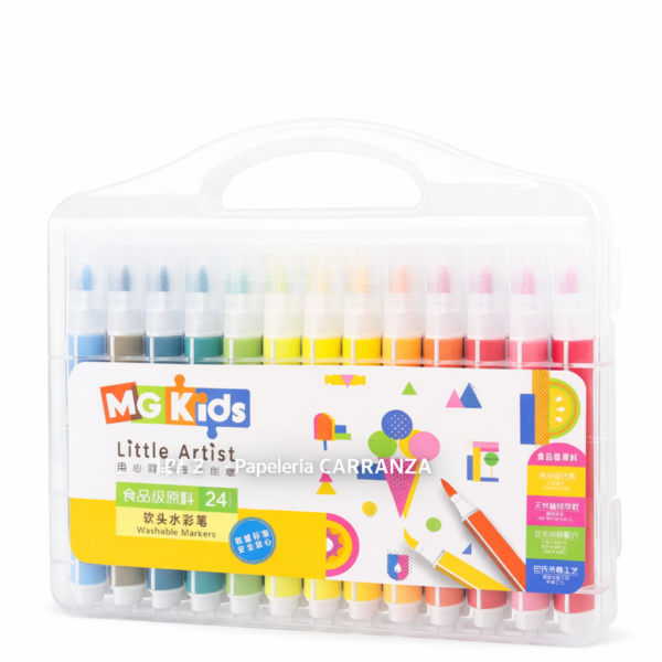 MARCADORES  MG KIDS - VALIJA X 24 - TRIANGULARES * MEJOR AGARRE * PUNTA TIPO PINCEL RIGIDO