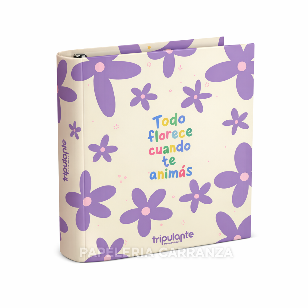 Carpetas 3 anillos " FLORES LILA " Tripulante