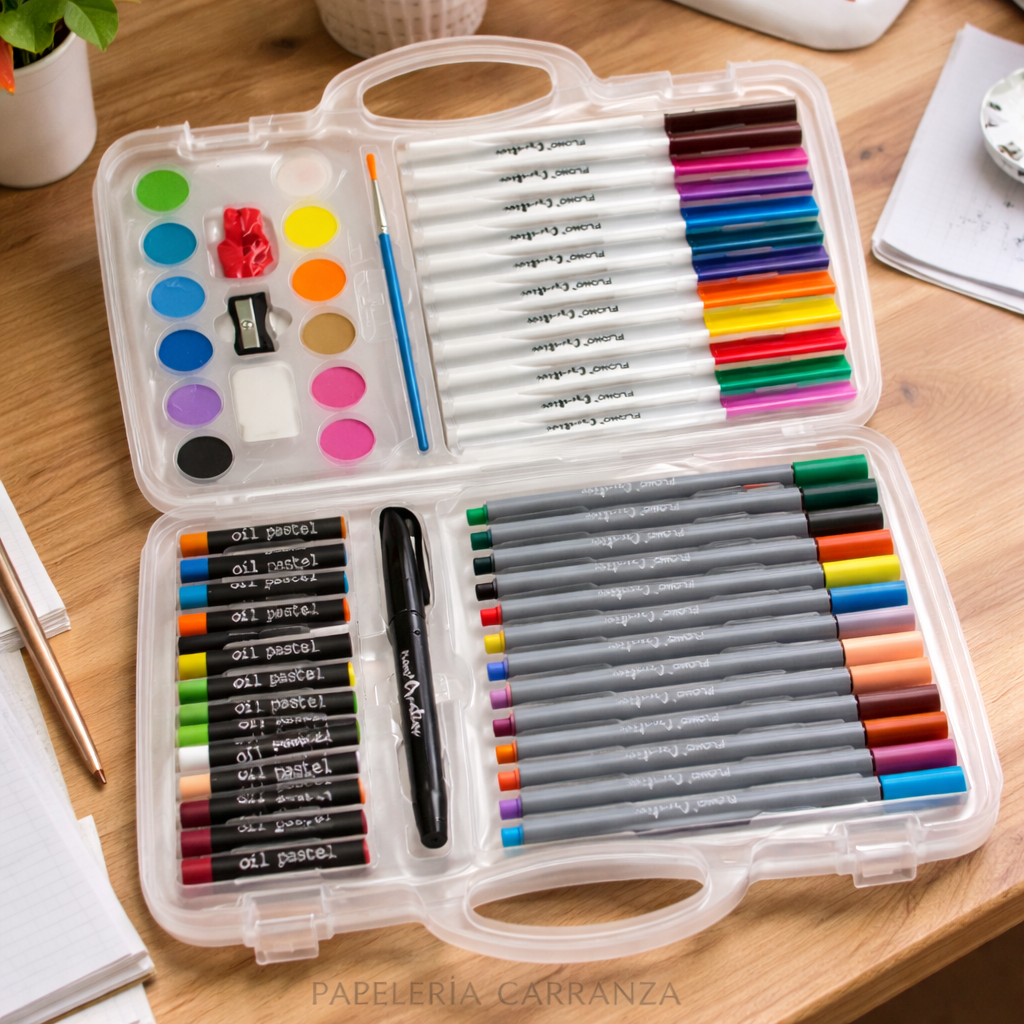 SET DE ARTE * VALIJA RIGIDA FLOMO Creative x 54 PIEZAS *