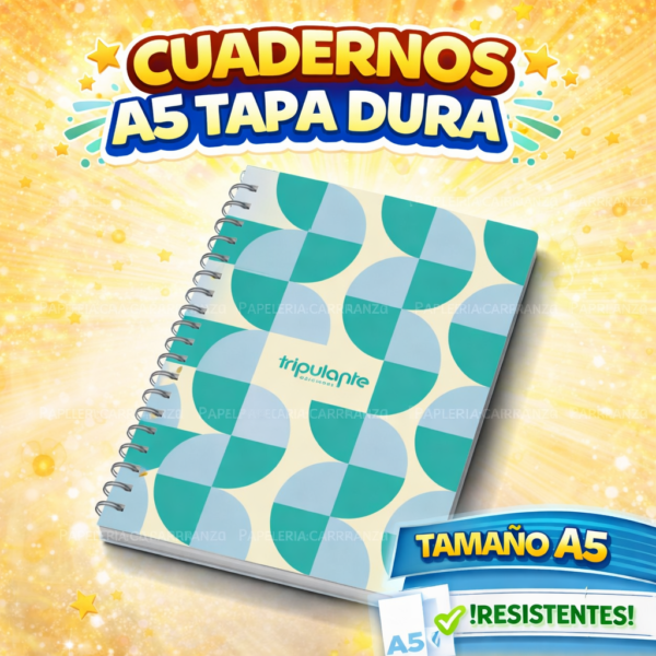 CUADERNOS C/ ESPIRAL 16 X 21 ” FORMAS ” A5 TAPA DURA