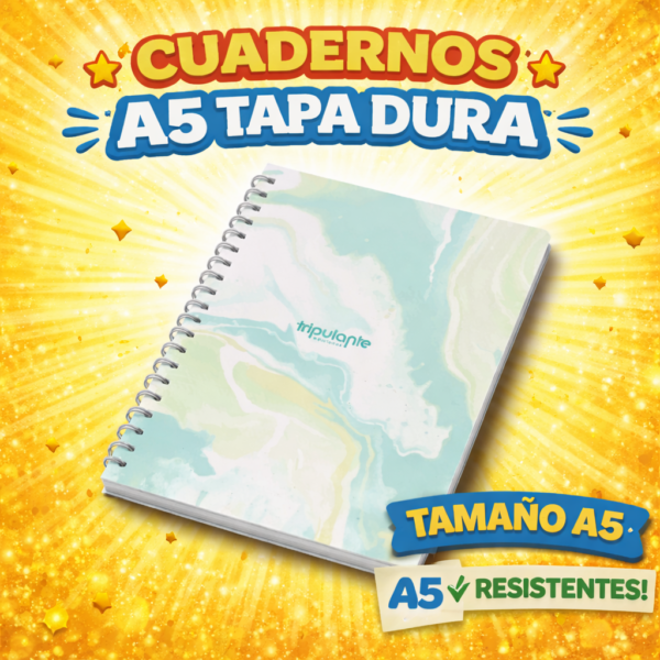 CUADERNOS C/ ESPIRAL 16 X 21 ” CELESTE ” A5 TAPA DURA