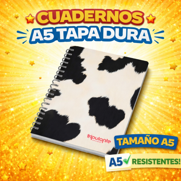 CUADERNOS C/ ESPIRAL 16 X 21 ” MANCHITAS ” A5 TAPA DURA