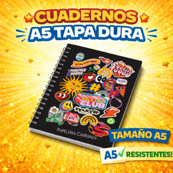 CUADERNOS C/ ESPIRAL 16 X 21 ” GIF ” A5 TAPA DURA