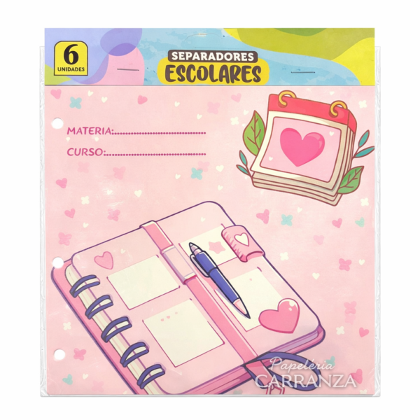 Separadores de Materias  " CANDY " Tamaño Escolar (Fantasia)