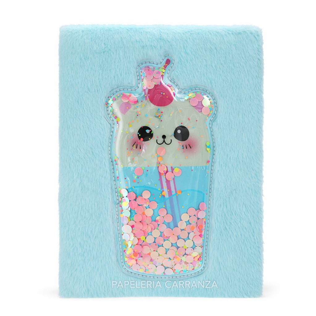 CUADERNOS C/ ESPIRAL 16 X 21 ” OSITO CELESTE CON PELUCHE ” A5 TAPA DURA