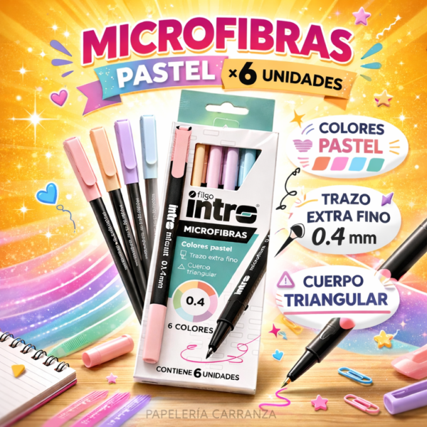Microfibras INTRO Pastel x 6 0.4mm