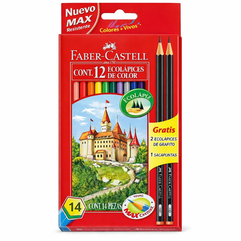 Lapices Faber Castell x 12 Largo + 2 Lapiz Negro de ¡REGALO!