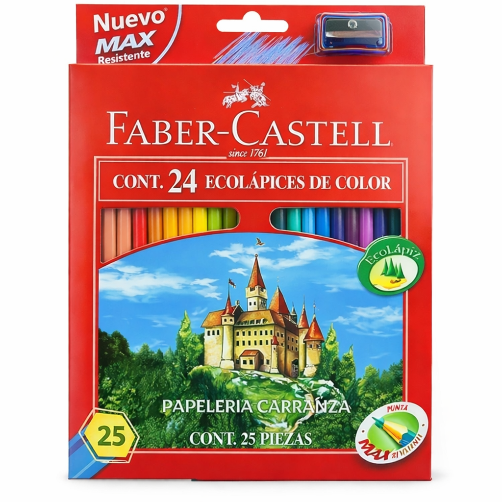Lapices Faber Castell x 24 + Sacapuntas de ¡Regalo!