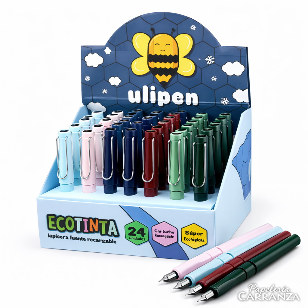 PLUMAS ULIPEN * ROSA PASTEL con Cartucho * Tinta Negra (Recargable)