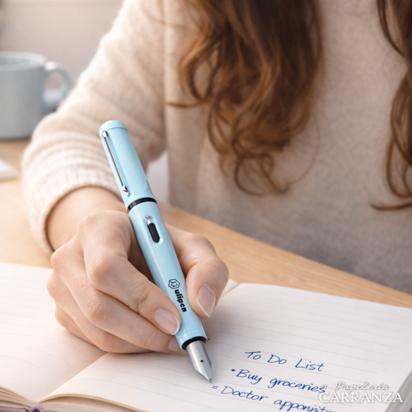 PLUMAS ULIPEN * CELESTE PASTEL con Cartucho * Tinta Negra (Recargable)