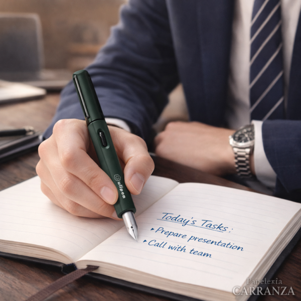 PLUMAS ULIPEN * VERDE OSCURO con Cartucho * Tinta Negra (Recargable)