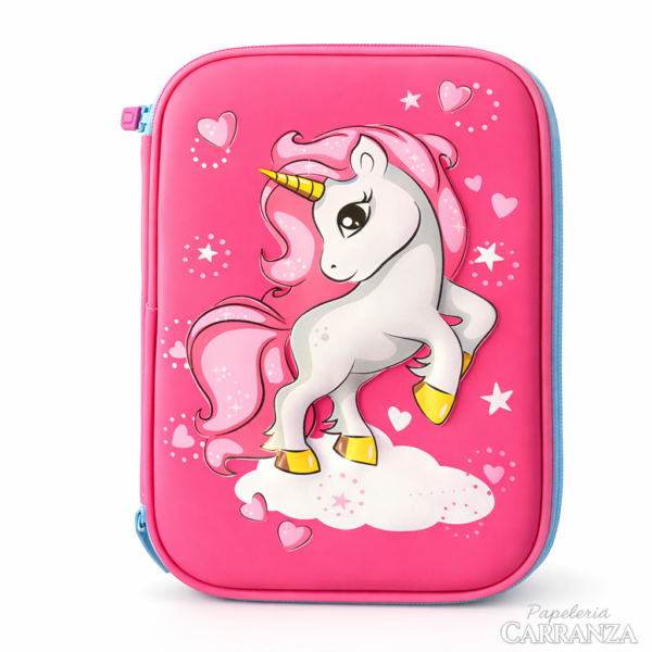 CARTUCHERAS EVA 3D " UNICORNIO " RIGIDAS 1 CIERRE REFORZADAS (2 Divisiónes Internas)