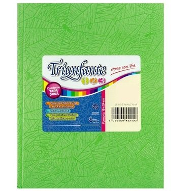 Cuaderno Tapa Dura Forrado Araña // VERDE MANZANA // TRIUNFANTE 100 HOJAS RAYADO (TAMAÑO GRANDE N°3 / A3) 19x24