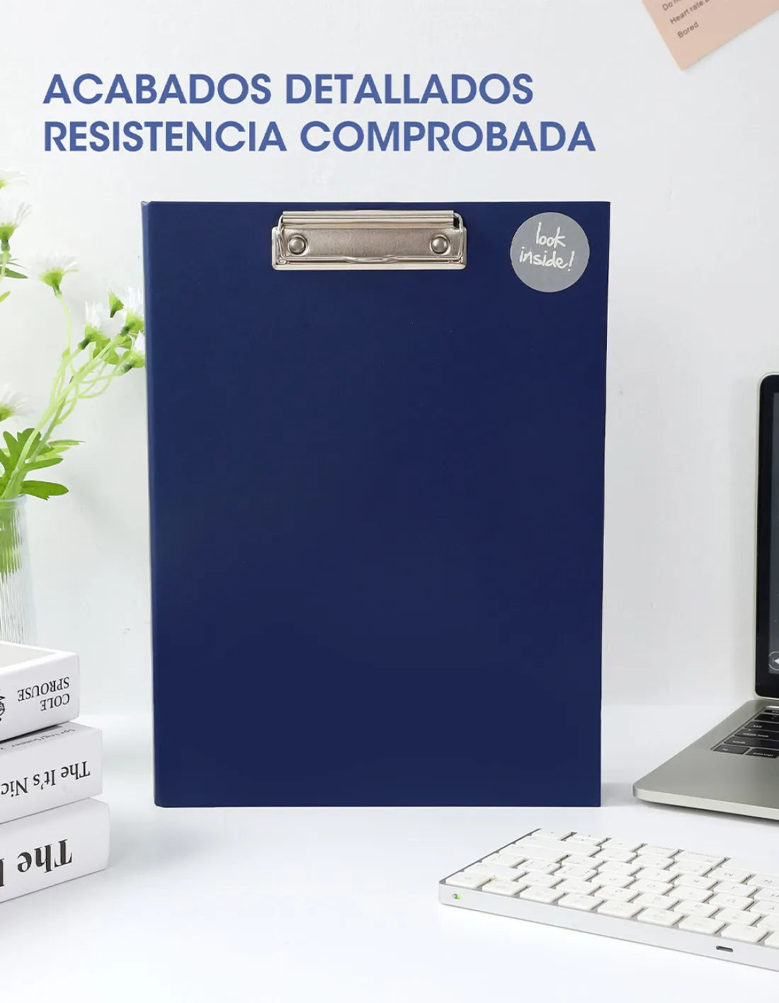 Porta Block - WILKO C/ BLOCK DE 100 HOJAS + ORGANIZADOR DE PAPELES (Interno) - RAYADO tamaño A4 (Mediano) REFORZADO