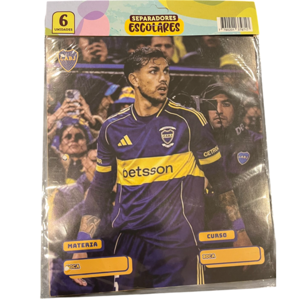 Separadores de Materias  " BOCA JUNIORS " Tamaño Escolar (Fantasia)