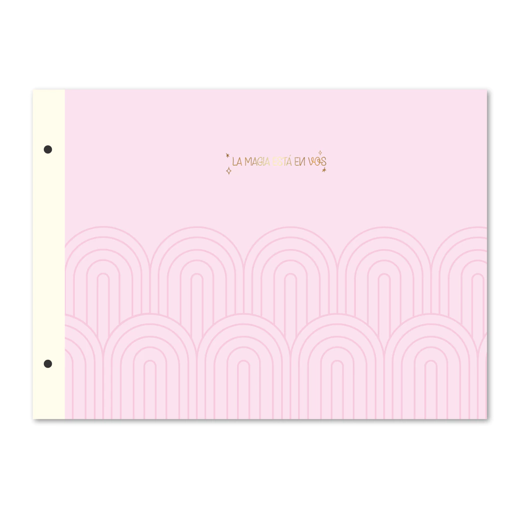 Tapa de Carpeta de dibujo N5 " LA MAGIA ESTA EN VOS " ROSA PASTEL