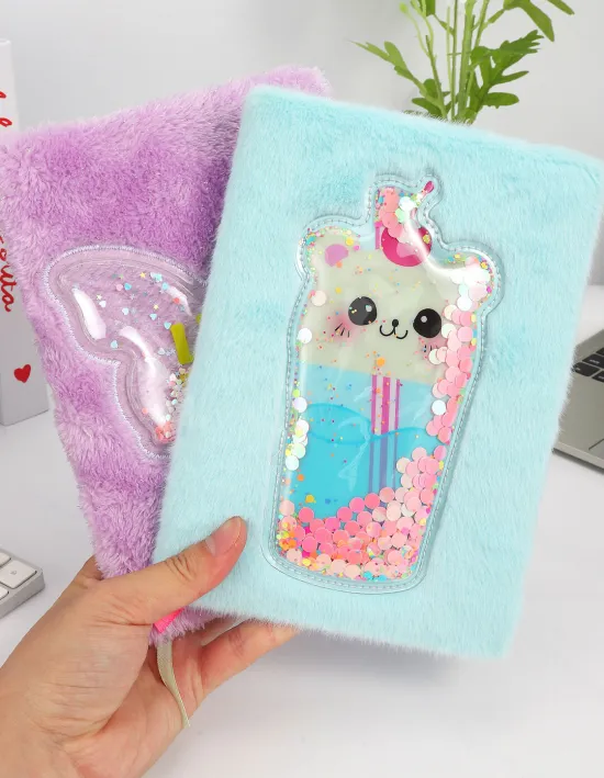 CUADERNOS C/ ESPIRAL 16 X 21 ” MARIPOSAS CON PELUCHE VIOLETA ” A5 TAPA DURA