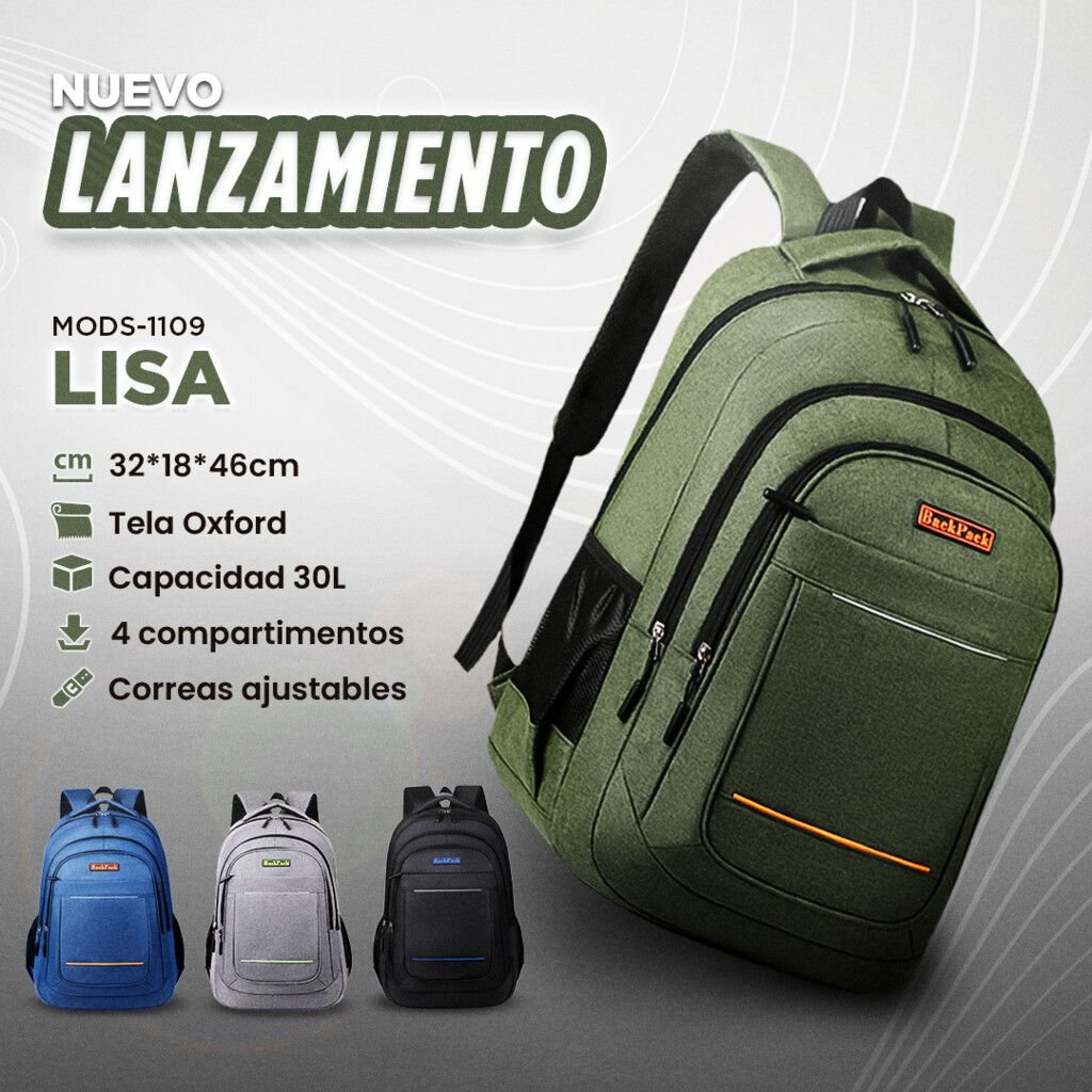 Mochila Porta Notebook " BACKPACK 30L GRIS " 4 COMPARTIMIENTOS Reforzada Grande (Excelente Calidad) Multi compartimiento