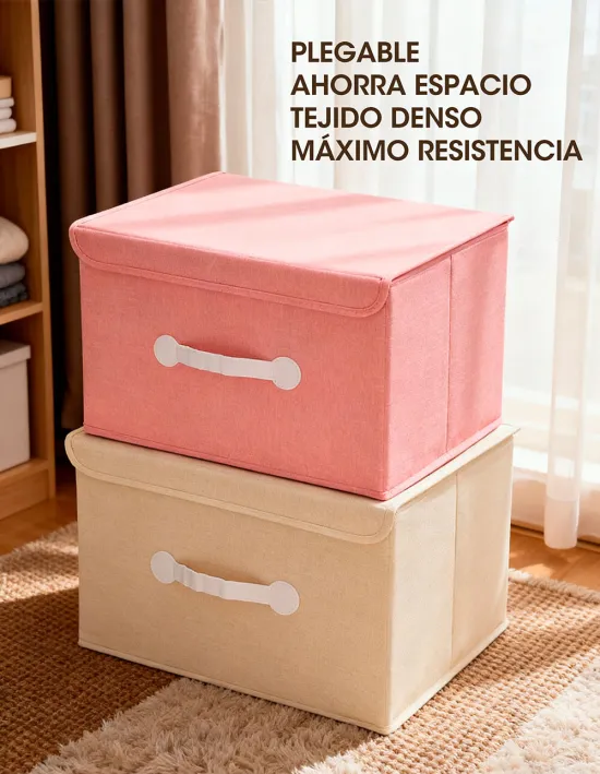 Caja Rigida - Organizadora "Coral" con Tapa Plegable Grande
