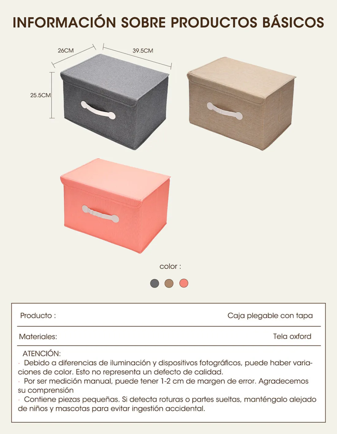 Caja Rigida - Organizadora "Coral" con Tapa Plegable Grande
