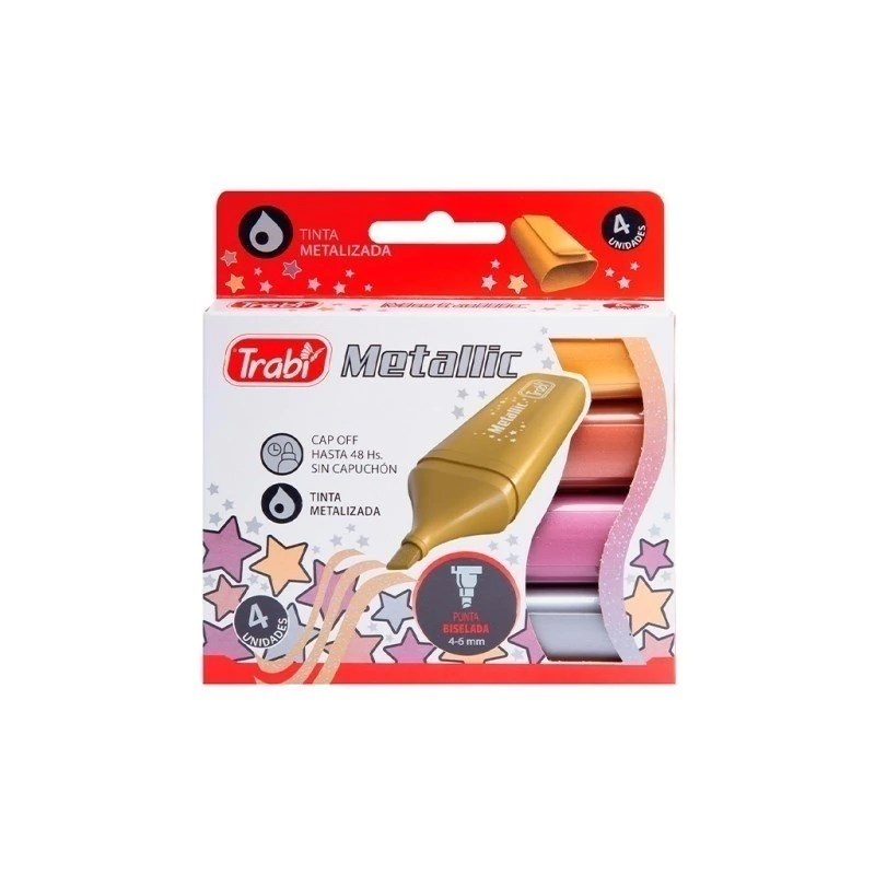 Caja Resaltadores Trabi * METALLIC x 4 * Chatos