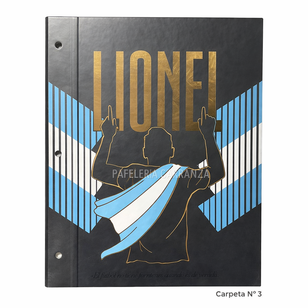Tapa de Carpeta Escolar N3 " LIONEL MESSI (FUTBOL) " LOBO