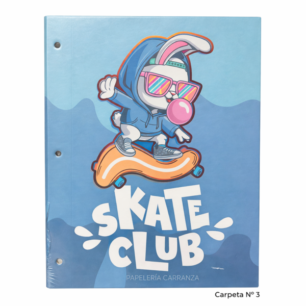 Tapa de Carpeta Escolar N3 " SKATE CLUB " LOBO