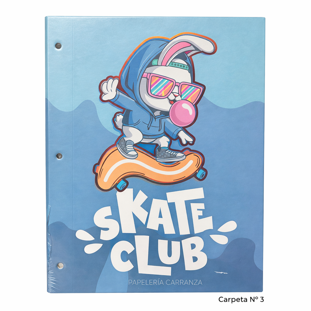 Tapa de Carpeta Escolar N3 " SKATE CLUB " LOBO