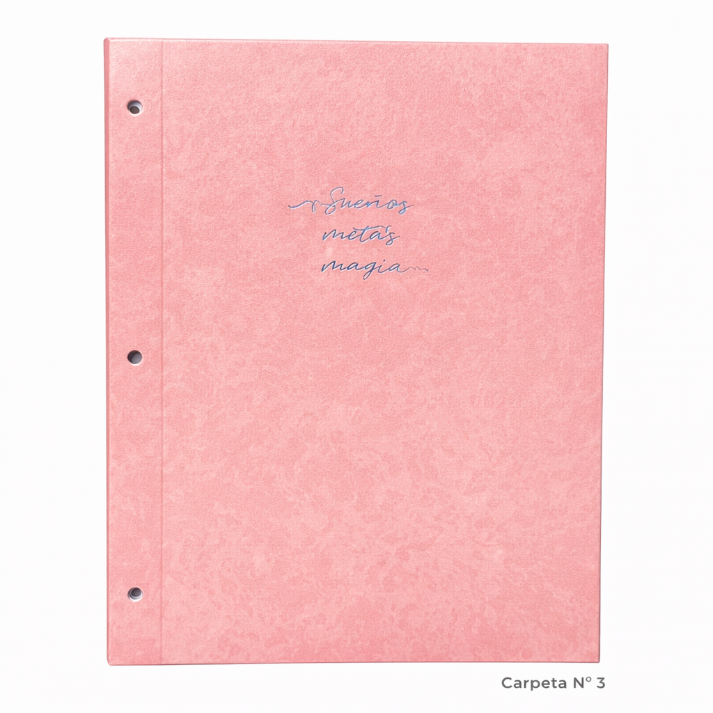 Tapa de Carpeta Escolar N3 " SUEÑOS Y METAS (ROSA LISA) " LOBO