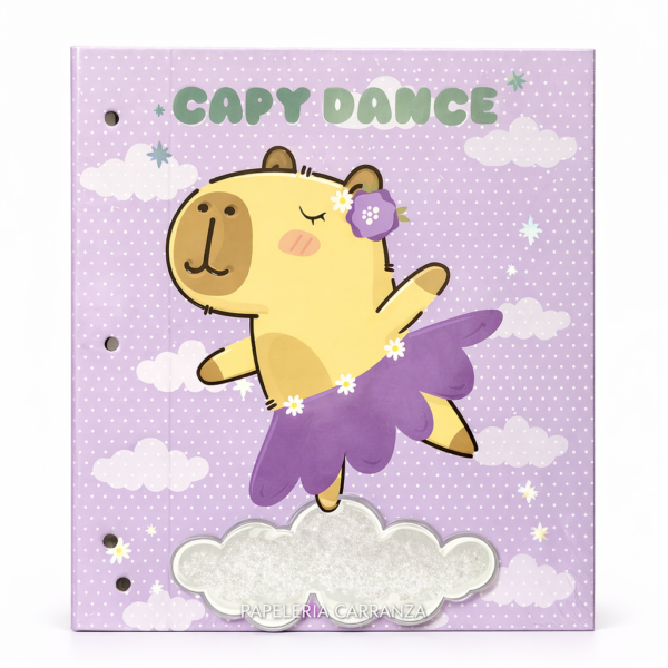 Tapa de Carpeta Escolar N3 " CAPY DANCE " LOBO (CAPYBARA)