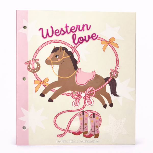 Tapa de Carpeta Escolar N3 " WESTERN LOVE " LOBO