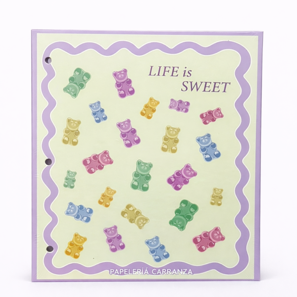 Tapa de Carpeta Escolar N3 " LIFE IS SWEET " LOBO