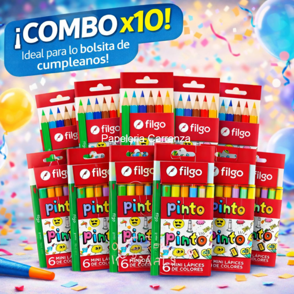 ||OFERTA EFECTIVO / TRANSFERENCIA|| COMBO CUMPLEAÑOS Mini Lápices Filgo || 10 CAJITAS || x 6 Cortos