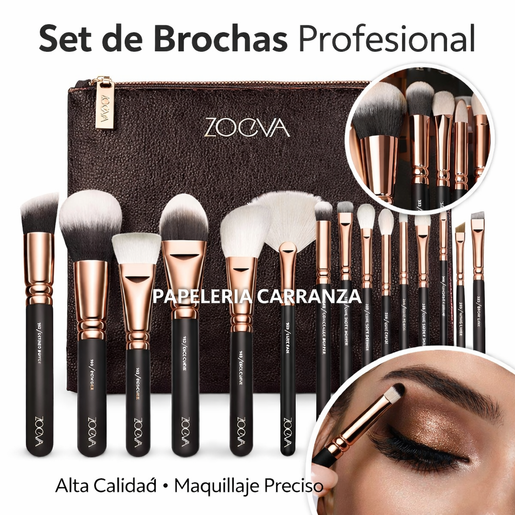 ESTUCHE DE BROCHAS * Zocva x15 unidades *  MAQUILLAJE