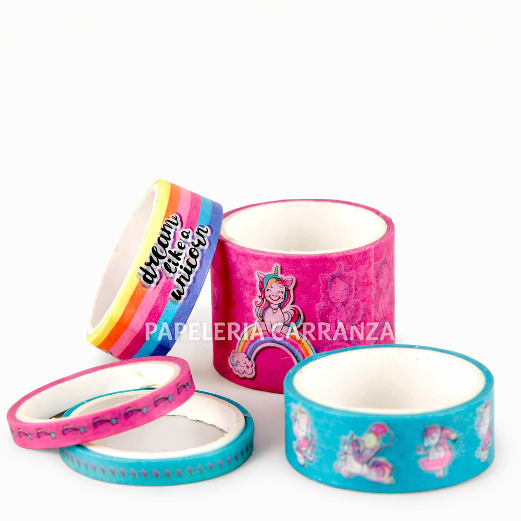 CINTA CRELANDO " UNICORNIOS x 5 UNIDADES " Washi Tape DECORATIVA
