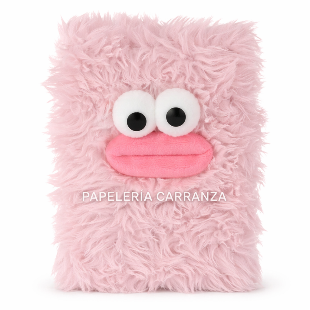 CUADERNOS C/ ESPIRAL 16 X 21 ” OJITOS ROSA CON PELUCHE ” A5 TAPA DURA
