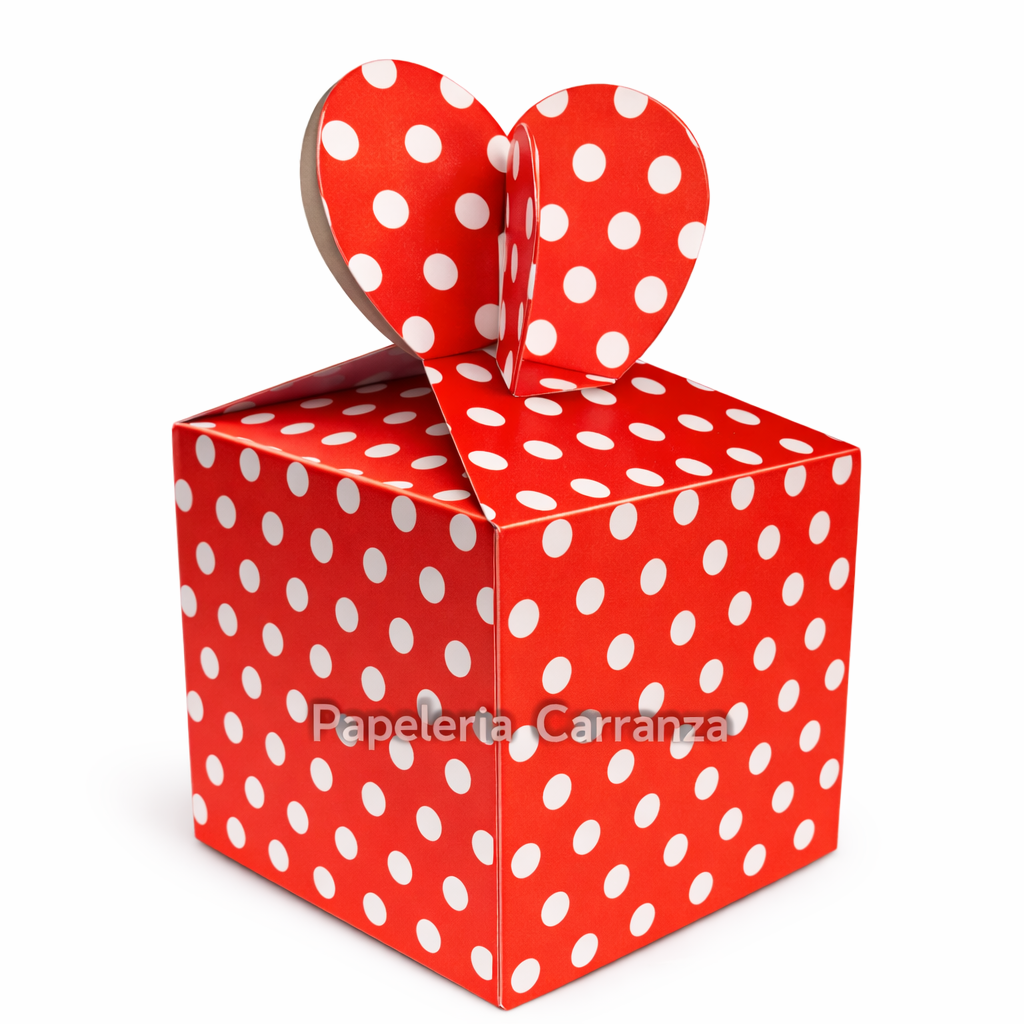 CAJAS DE REGALO " Lunares Rojo " Blíster x 6 unidades (Tamaño 18 x 8.5)