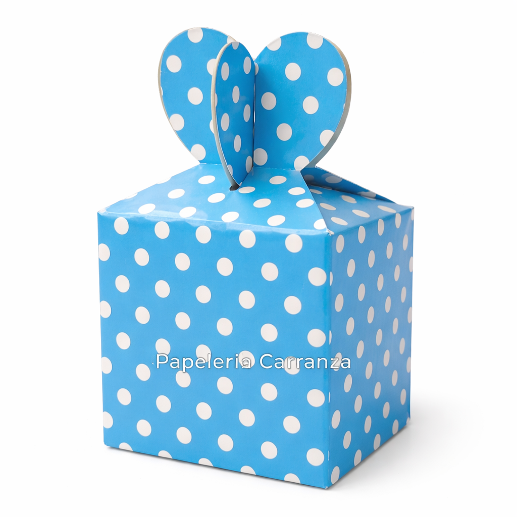 CAJAS DE REGALO " Lunares Celeste " Blíster x 6 unidades (Tamaño 18 x 8.5)