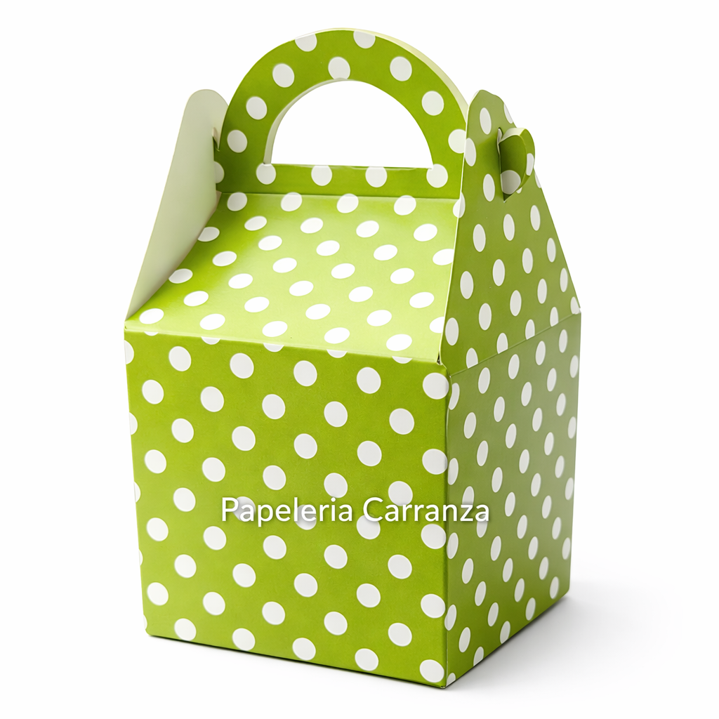CAJAS DE REGALO " Lunares Verde Manzana " Blíster x 6 unidades (Tamaño 21 x 10)