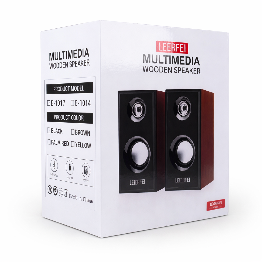 Parlantes USB " LEERFEI MADERA " para PC Modelo 1017