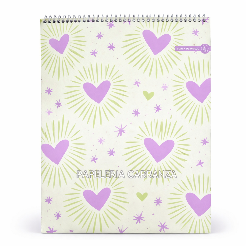 BLOCK DE DIBUJO C/ ESPIRAL A4 ” HEARTS ” 120 GR RY DESIGN