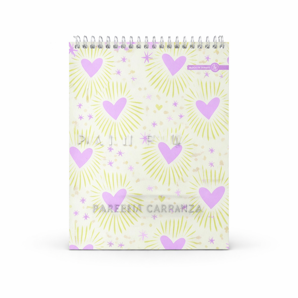 BLOCK DE DIBUJO C/ ESPIRAL A5 ” HEARTS ” 120 GR RY DESIGN (Chico)