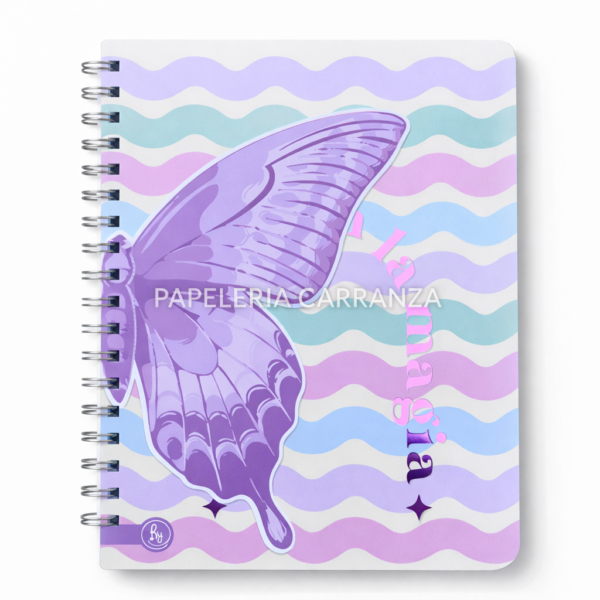 CUADERNILLO C/ ESPIRAL SEMI RIGIDO A4 RY " MARIPOSA " 80 HOJAS