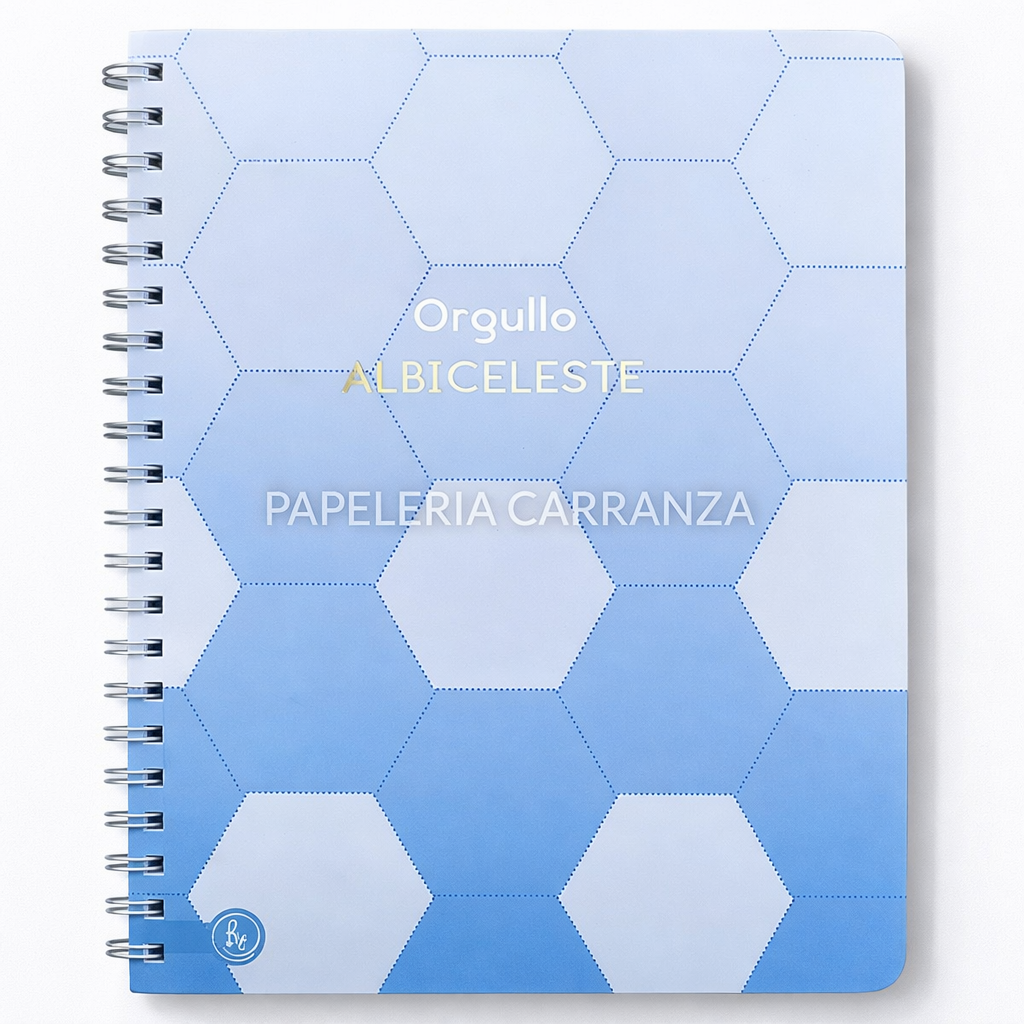 CUADERNILLO C/ ESPIRAL SEMI RIGIDO A4 RY " ALBICELESTE " 80 HOJAS PREMIUM