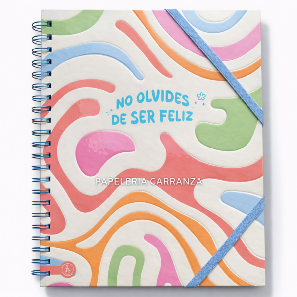 CUADERNOS UNIVERSITARIO C/ ESPIRAL 28 X 20 RAYADO ” FELIZ ” A4 RY DESIGN (Con 3 Colores de hoja para separar por materia)