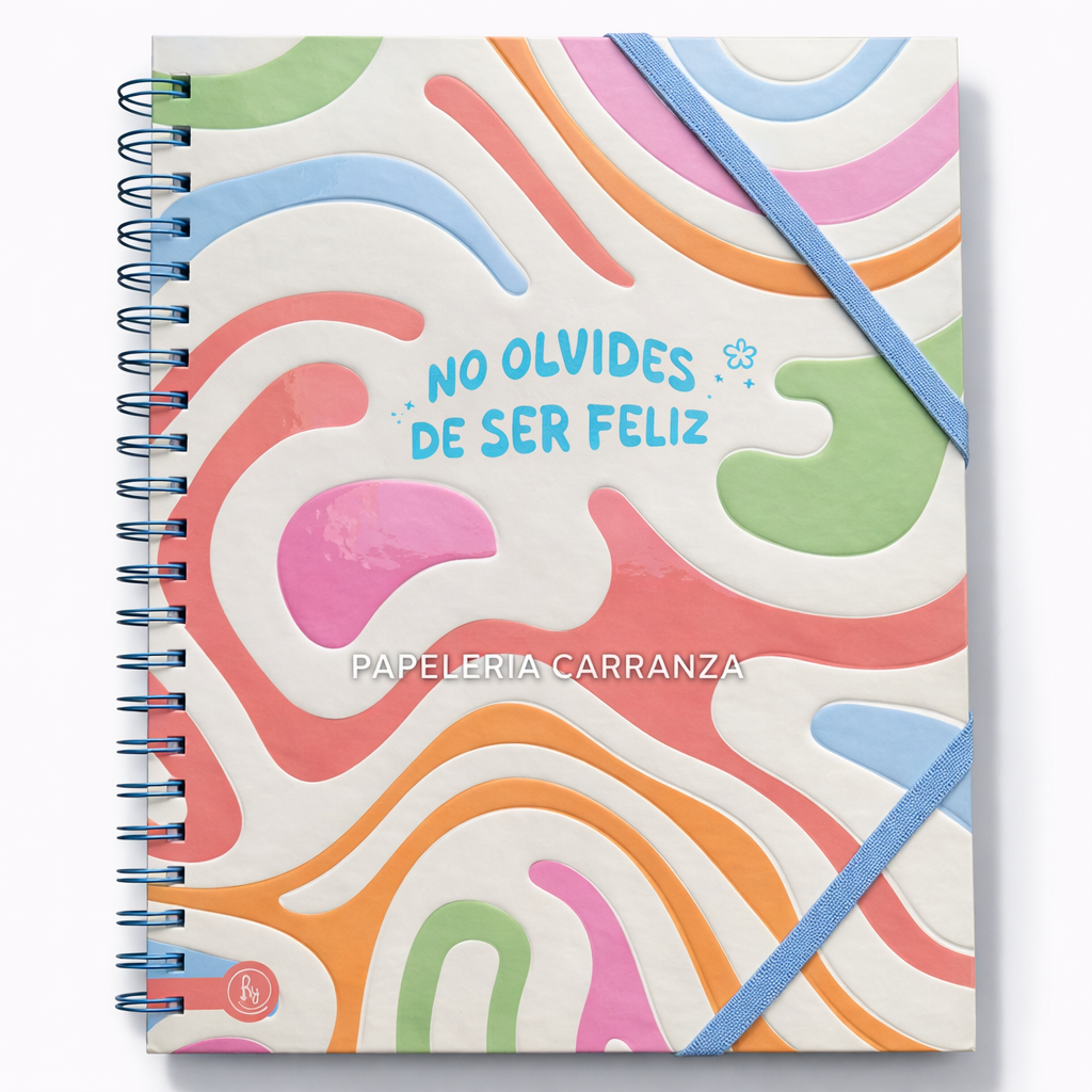 CUADERNOS UNIVERSITARIO C/ ESPIRAL 28 X 20 RAYADO ” FELIZ ” A4 RY DESIGN (Con 3 Colores de hoja para separar por materia)