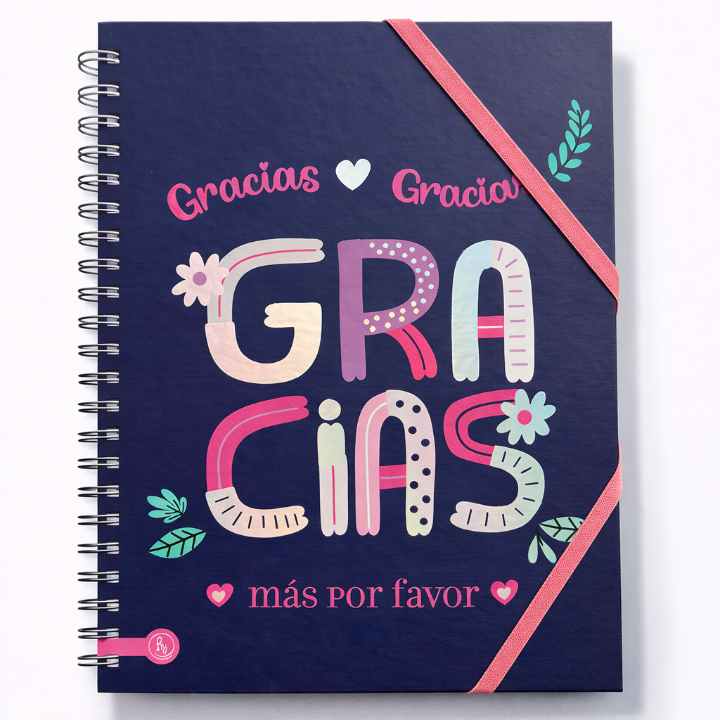 CUADERNOS UNIVERSITARIO C/ ESPIRAL 28 X 20 RAYADO ” GRACIAS ” A4 RY DESIGN