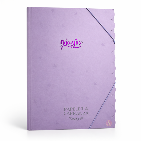 CARPETA 3 SOLAPAS RY * MAGIC LILA * C/ ELASTICO TAMAÑO OFICIO