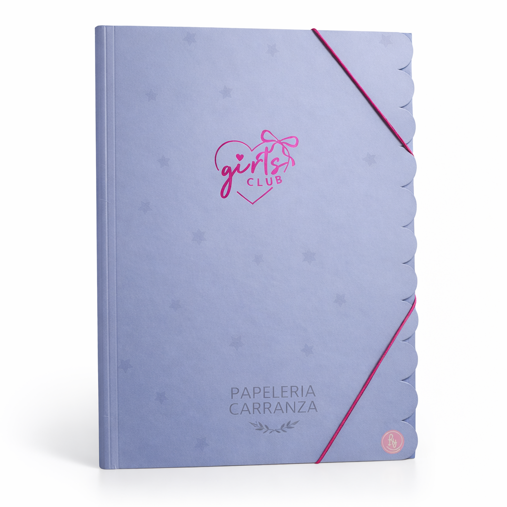 CARPETA 3 SOLAPAS RY * GIRLS VIOLETA PASTEL * C/ ELASTICO TAMAÑO OFICIO